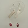 Sterling Silver Earrings with Red-Orange Sapphires