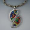 Sterling silver and fine silver necklace with cloisone enamels