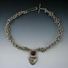 Sterling silver and fine silver necklace with rutilated quartz and star ruby