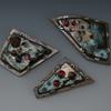 Copper, sterling silver and enamel brooches